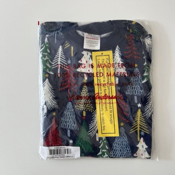 Hanna Andersson Holiday Long John Pajamas Set Winter Christmas Trees Toddler 2T - Picture 6 of 7